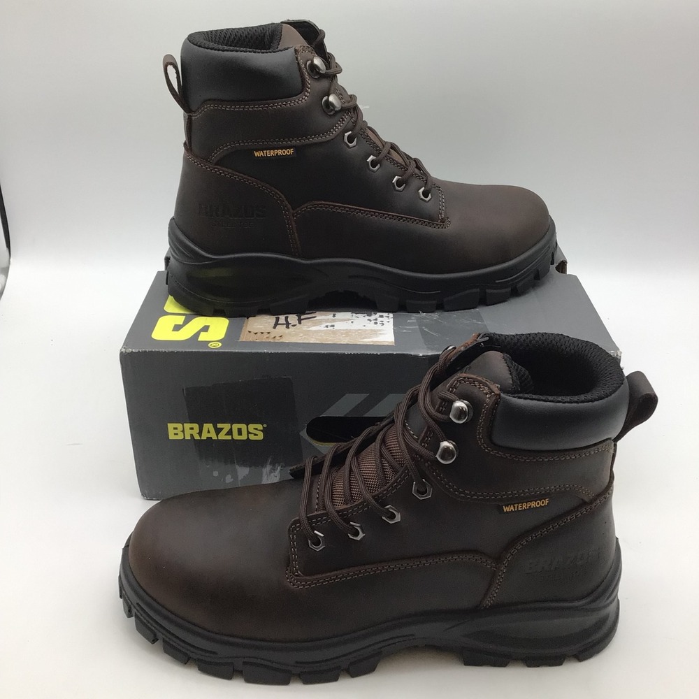 Brazos‎ Glazier ST Mens Steel Toe Waterproof Work Boots Brown Size 9.5 M NEW